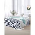 thumbnail image 5 of Turquoise Crab Coastal King Size Flat Sheet, Wrinkleproof & Fadeproof Cooling Flat Bed Sheet Only, Summer Coral Nautical Breathable Soft Bedding Top Sheets 105 x 98 Inches, 5 of 8
