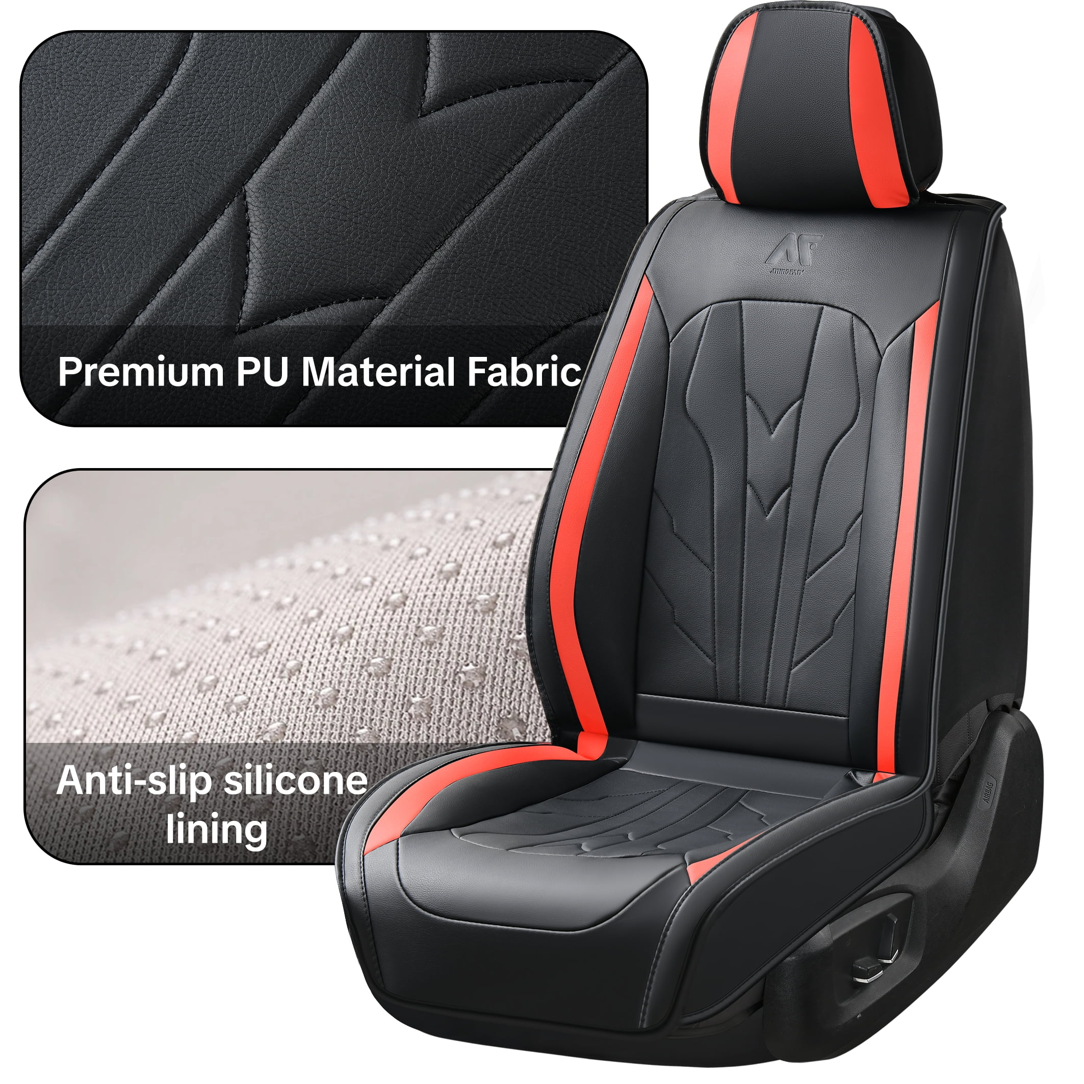 For Mazda Tribute 2004 Car Seat Covers, Red Edge Car Seat Covers, Waterproof PU Leather, 5 Piece Full Set, Easy to Clean and Install, Non-slip, Suitable for All Seasons