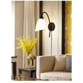 thumbnail image 6 of FSLiving No Drilling Wall Sconce with UL Plug-in Timer Dimmer Cord,American Country Style Wall Lamp Bedside Glass Lampshade Wall Light for Bathroom Dining Room Cafe Children's Room (Black), 6 of 7