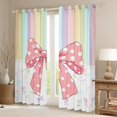 thumbnail image 2 of Feelyou Polkadots Bowknot Kids Black Out Curtains, Kawaii Princess Ribbon Curtains Pack of 2 (42x63 Each), Dreamy Rainbow Stripes Bedroom Curtains, Window Curtains Decor, 2 of 6