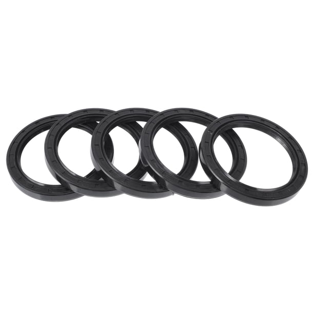 Sello de aceite universal Unique Bargains TC de doble labio con resorte de acero, sello de eje rotativo 70x90x10 mm, caucho NBR negro de alta presión, 5 Pcs