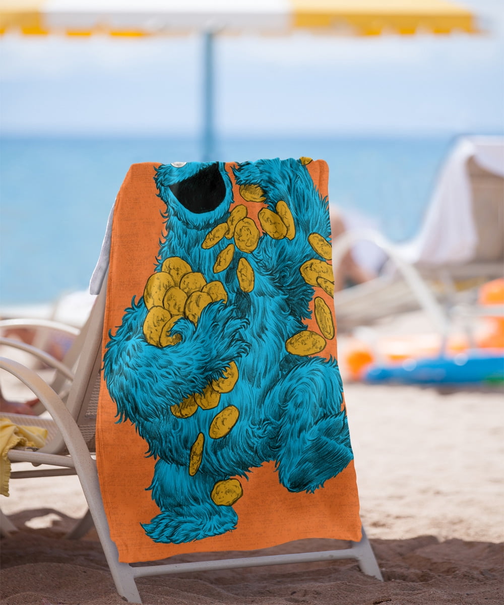 Sesame Street Cookie Monster Painted Officially Licensed Beach Towel 30' X 60'