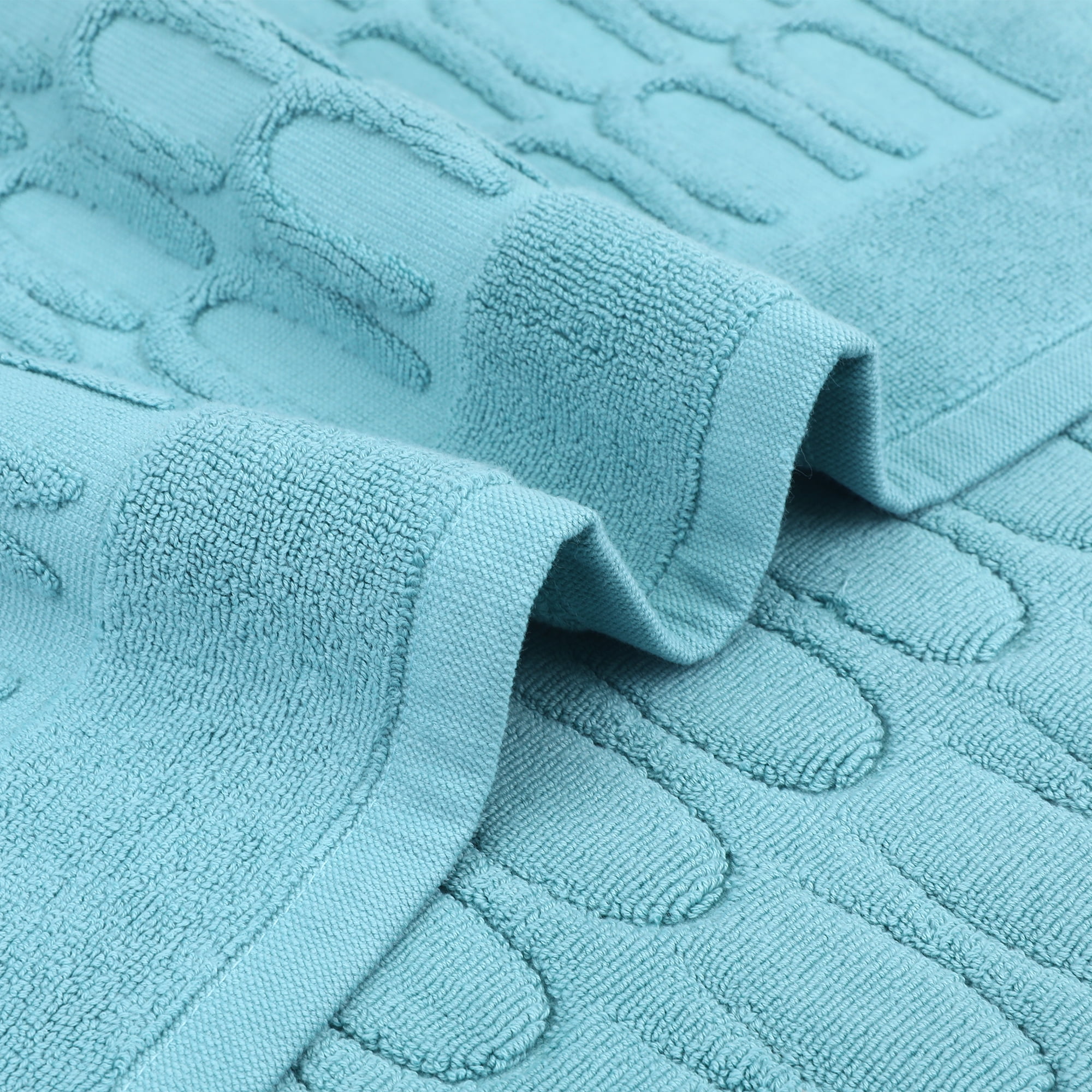 Unique Bargains Washable Textured Cotton Bath Rug Water Absorbent Mat Light Blue 20" x 32"