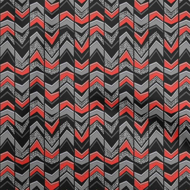 oneOone Cotton Cambric Red Fabric Geometric Craft Projects Decor Fabric Printed By The Yard 56 Inch Wide