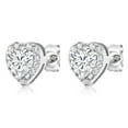 thumbnail image 4 of Gem Stone King 925 Sterling Silver Heart Shape Halo Cubic Zirconia Earring for Women (2.32 Cttw. 5MM Center Stone), 4 of 7