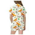 thumbnail image 3 of Hiiyo Big Girls Pajama Set Cute Fox Print Short Sleeve Button Up Top Shorts Homewear, 3 of 5
