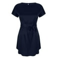 thumbnail image 4 of Offre Limitée Iumwxz Robe à Manches Courtes Col Rond pour Femme Ourlet Incurvé Tunique Robe Formelle avec Ceinture Robes Longues pour Femmes Robe Douce et Confortable pour Fête d'Anniversaire, 4 of 6