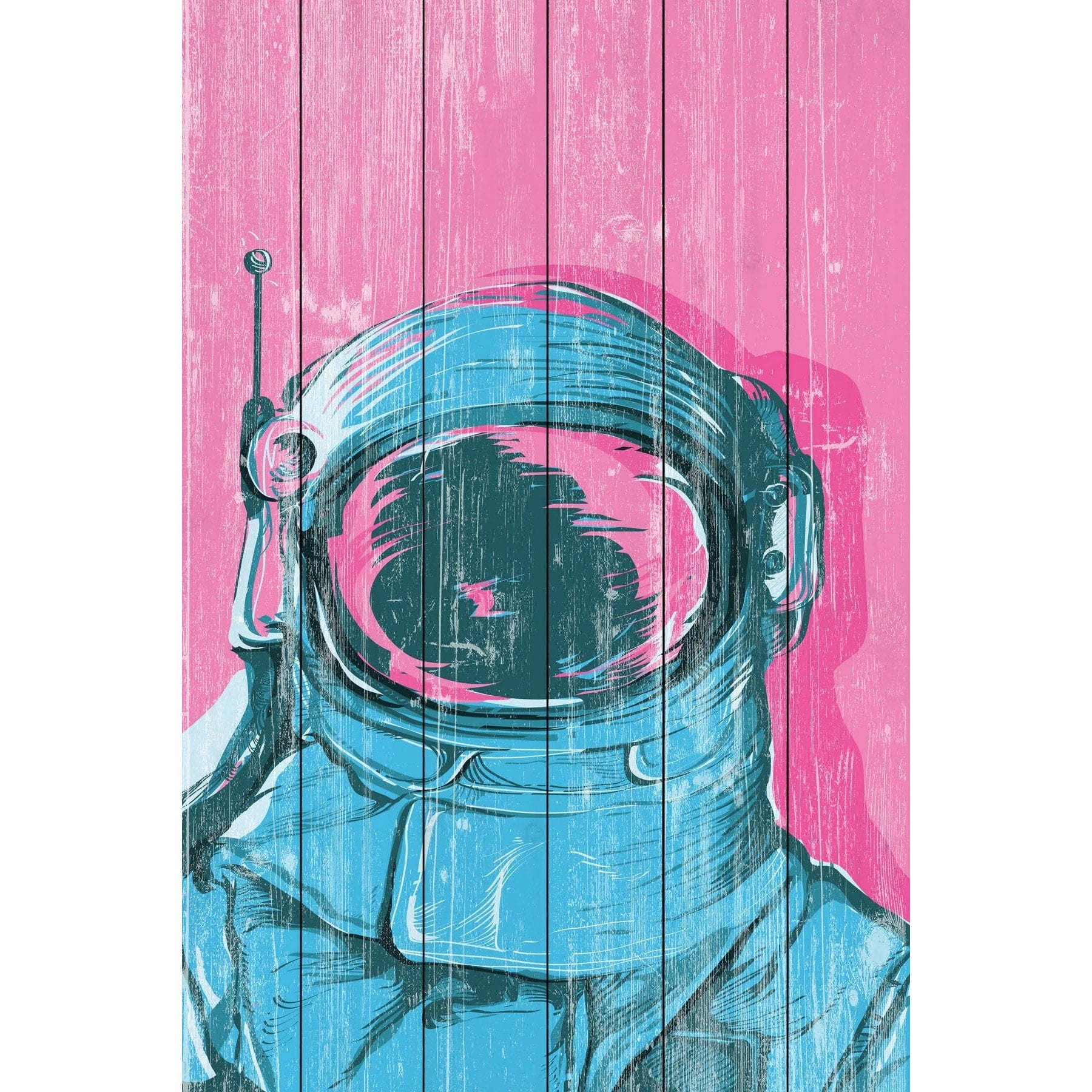 The Astronaut Painting Print on White Wood