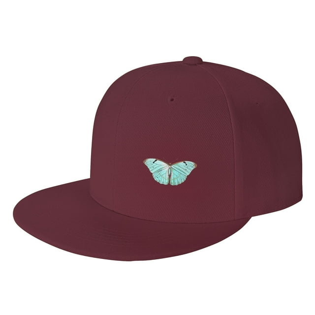 DouZhe Flat Brim Cap Snapback Hat, Vintage Butterfly Animal Insect Prints Adjustable Red Adult Baseball Cap