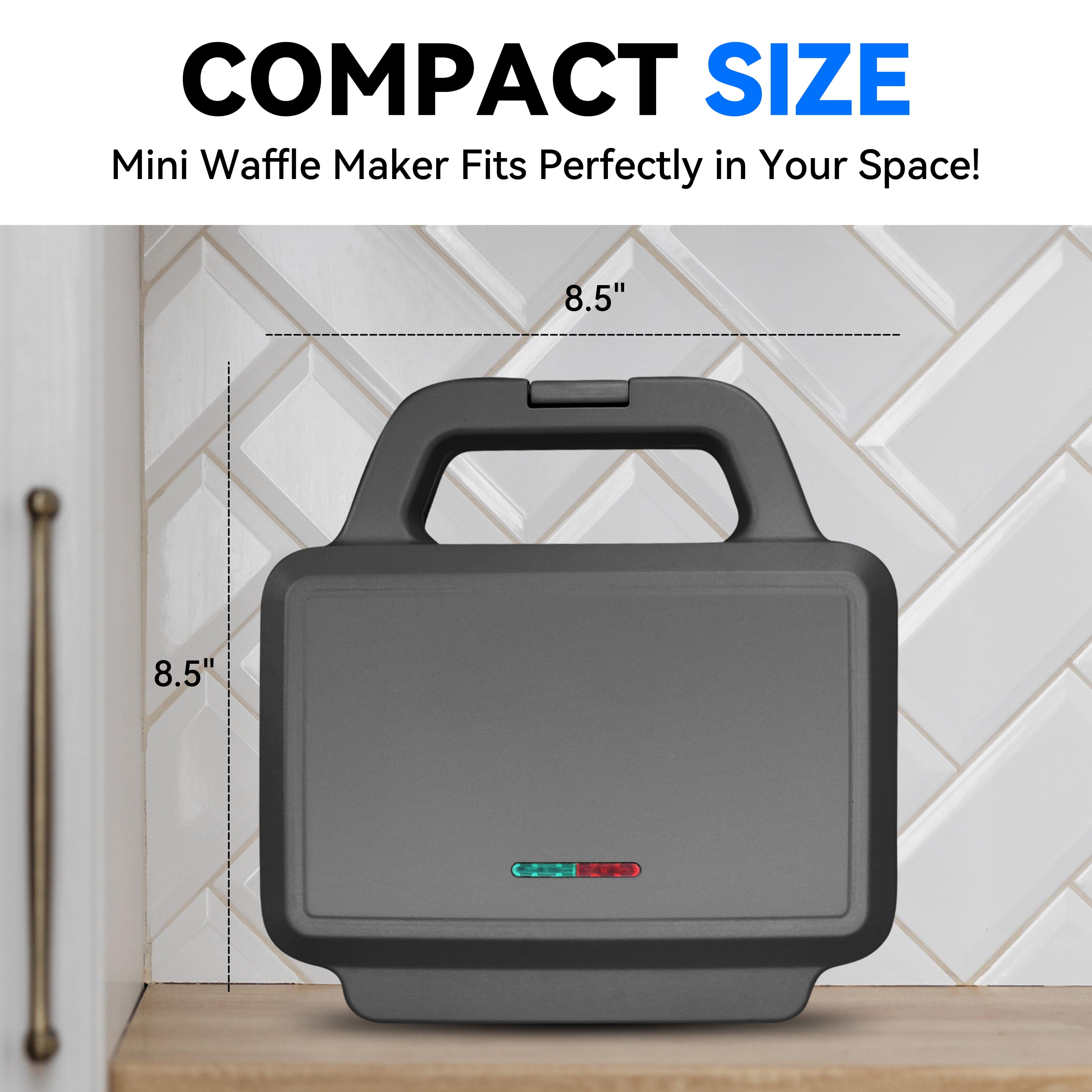 Mailand Graphite Electric Double 4-inch Round Waffle Maker with Cleaning Brush