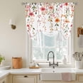 thumbnail image 3 of Spring Floral Tie Up Curtain 63 Inches Long, Watercolor Leaf Romantic Red Yellow Flowers Farmhouse Balloon Style Kitchen Window Curtain Over Sink, Small Window Rod Pocket Curtain 46"x63", 3 of 9