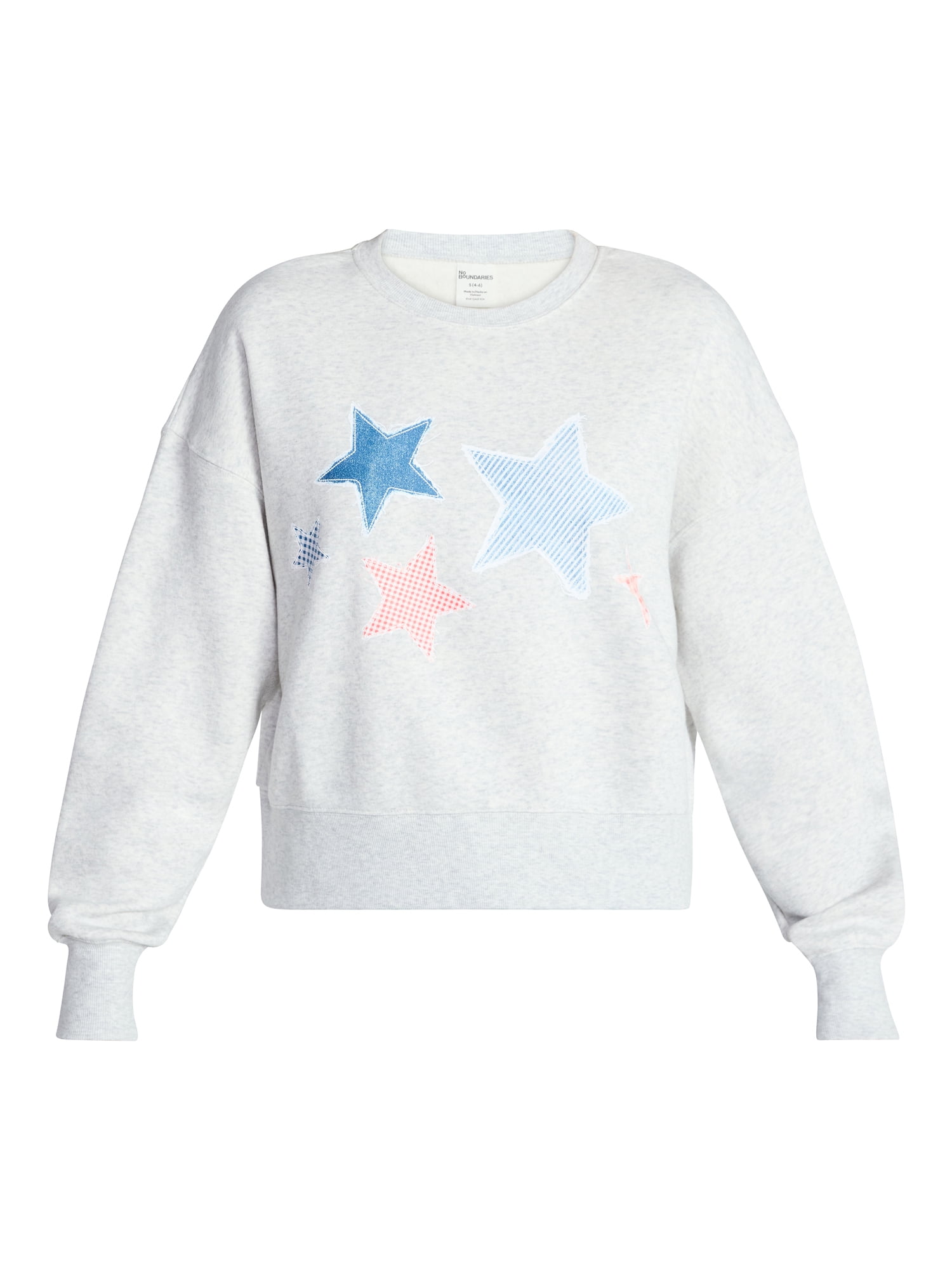 No Boundaries Boxy Americana Sweatshirt with Long Sleeves, Women's XXS-4X