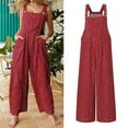 thumbnail image 5 of Items under $5 asdoklhq Womens Plus Capris,Women's Floral Prints Straps Wide Leg with Pockets Vintage Jumpsuit, 5 of 7