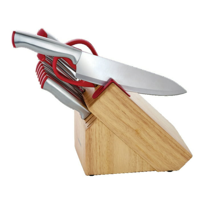 Farberware Edgekeeper 15-Piece Stainless Steel Knife Set Wood
