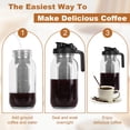 thumbnail image 4 of QHH Cafetera fría, jarra de boca ancha de 64 oz con filtro de acero inoxidable, tapa con mango de pico vertedor, jarra de vidrio resistente hermética y a prueba de fugas para café helado y té limonada, 4 of 5