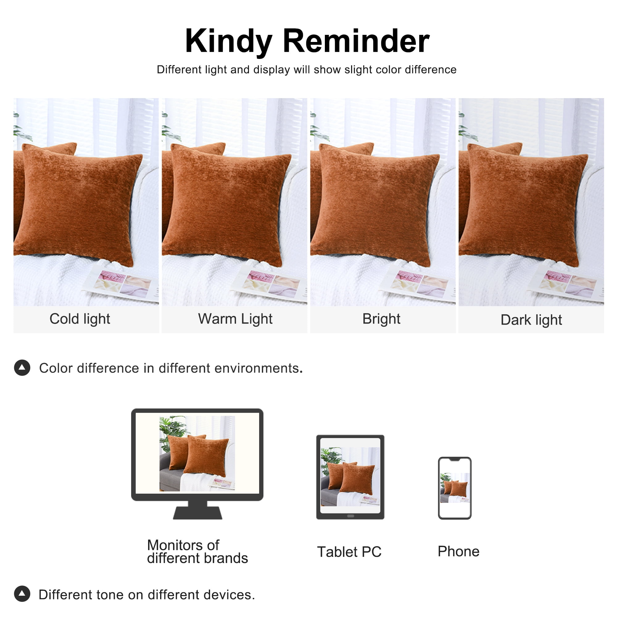 Unique Bargains Set of 2 Soft Water Repellent Throw Pillow Covers Burnt Orange 16x16 Inch (NO PILLOW INSERTS)