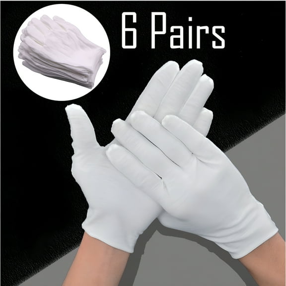 TELOLY Women's Gloves for Cold Weather White Gloves 6 Pairs of Soft Cotton Gloves Numismatic Assay Gloves White #315