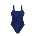 thumbnail image 2 of UKAP Maillot de Bain Femme Sans Manches une Pièce Col en V Tenue de Plage Source Chaude Bleu Foncé TG, 2 of 4