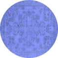 thumbnail image 1 of Ahgly Company Machine Washable Indoor Round Oriental Blue Industrial Area Rugs, 4' Round, 1 of 4