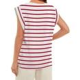 thumbnail image 3 of Gustave Cap Sleeve Striped Tops for Women Summer Casual Shirts Crew Neck Trendy Basic T-Shirt Tank Blouse Loose Fit "Red, 2XL", 3 of 6