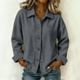 thumbnail image 4 of tarylea Corduroy Tops for Women Long Sleeve Turn down Collar Button down Shirt Casual Loose Fall Comfy Tops, 4 of 7
