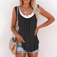 thumbnail image 2 of Pompotops Women's Blouse New Casual Loose Color Splicing Classic Vest Tops, 2 of 5