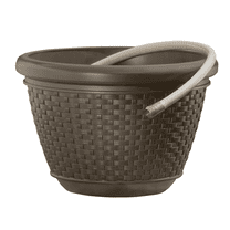 Suncast 100 ft. Hose Decorative Planter Pot -Resin Wicker, Java Brown