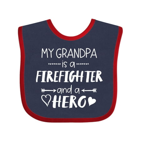 

Inktastic My Grandpa is a Firefighter and a Hero Gift Baby Boy or Baby Girl Bib