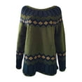 thumbnail image 5 of ZQUUVOU Women's Fall And Winter Sweater Printed Round Neck Loose Fashion Knit Pullover Olive Green, 5 of 5