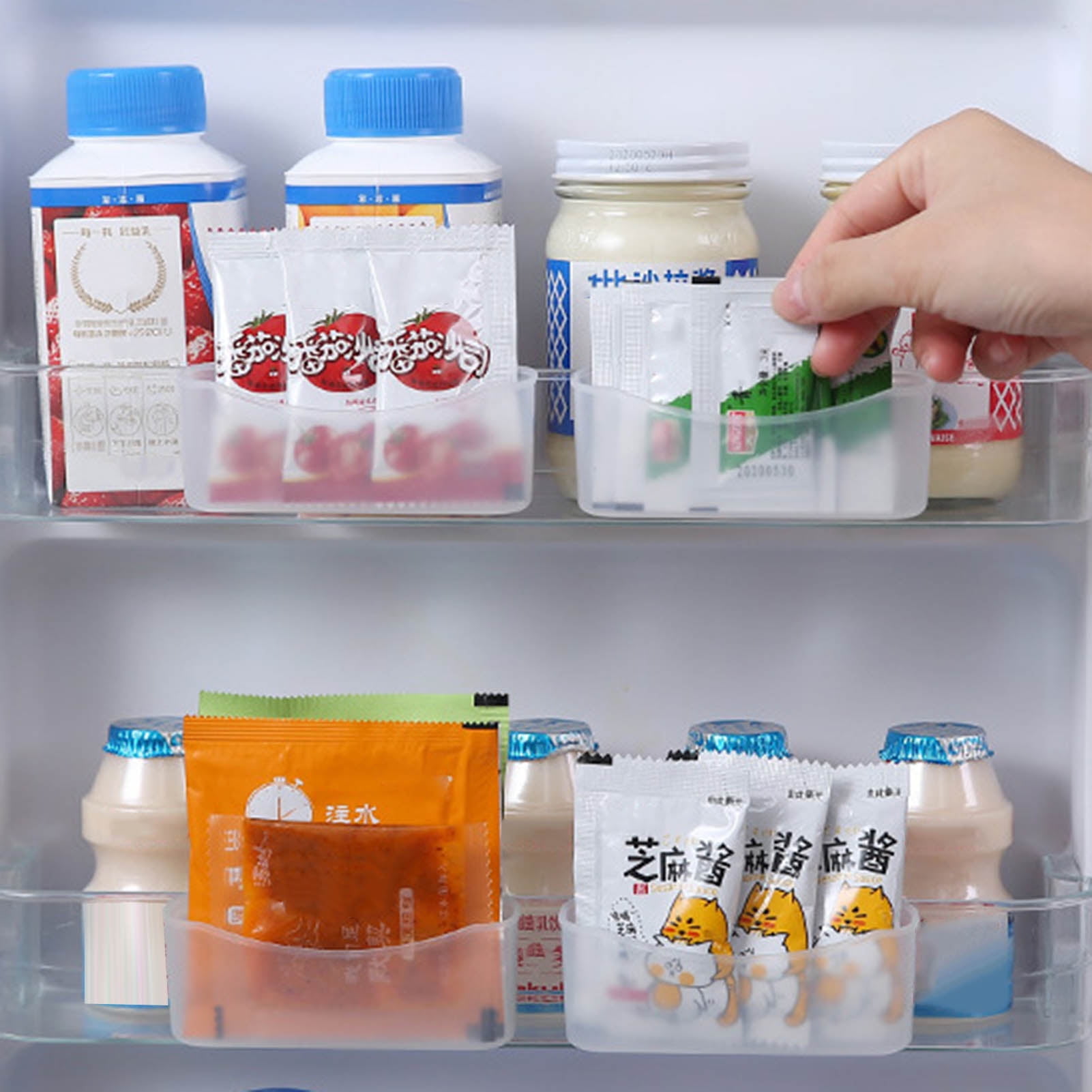 WEPSEN Set of 6 Refrigerator Organizer Bin Clear Plastic Stackable