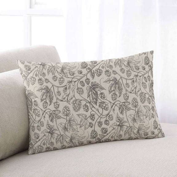 Vintage Flowers Throw Pillow Covers, Branch Plants Beige Botanical Rustic Soft Breathable Pillow Cases with Invisible Zipper for Sleeping, Small Pillowcases for Couch Bed Sofa Chair 16x24 Inches