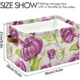 thumbnail image 4 of GZHJMY Collapsible Storage Basket Purple Flowers and Love Rectangular Storage Bins Baskets Toys Storage Bins with Handles for Bedroom Home Office 2PCS, 4 of 7
