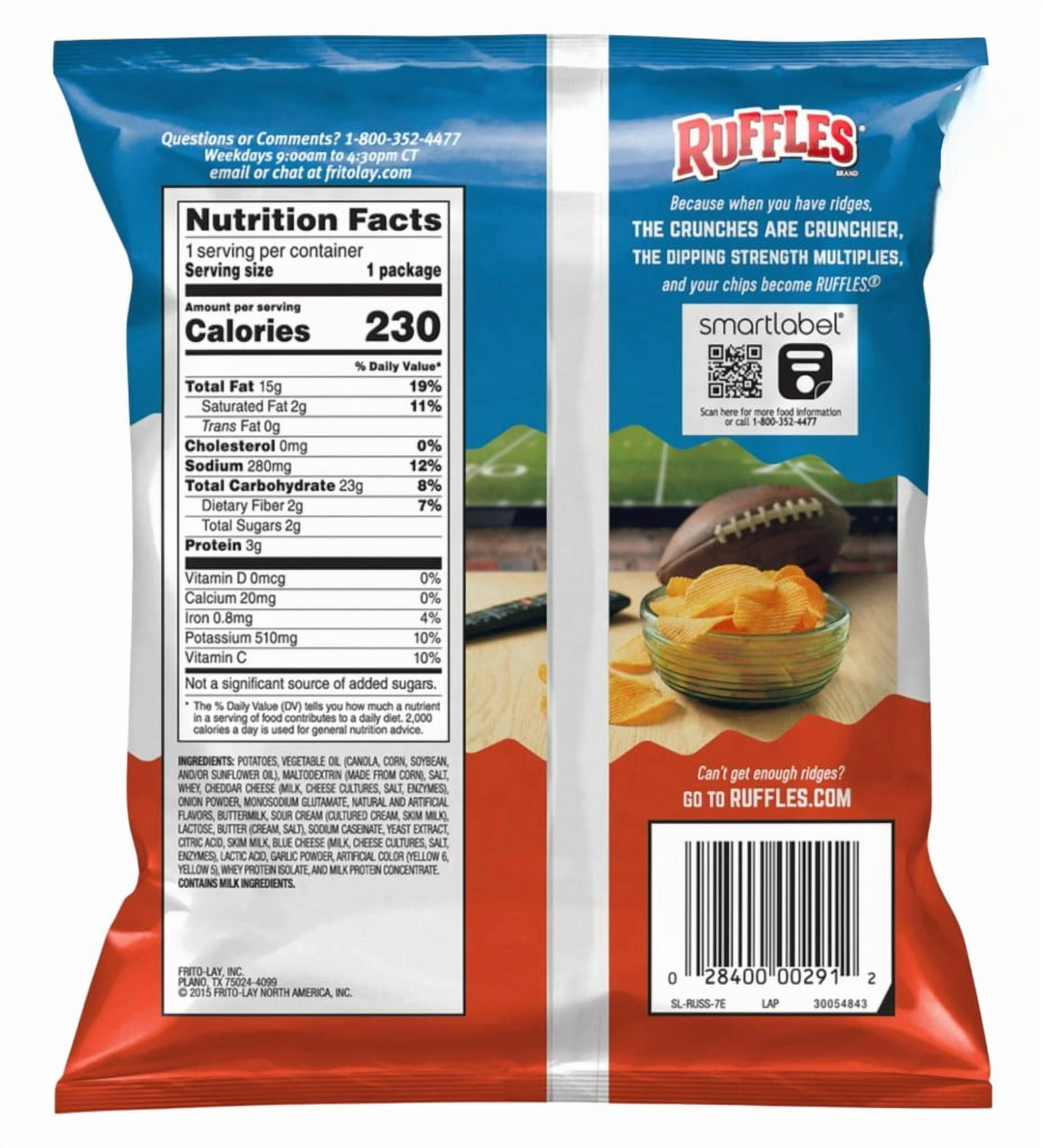 Ruffles Potato Chips, Cheddar Sour Cream, 1.5 Oz Bags, Pack of 12, Bundled by Shoppyway