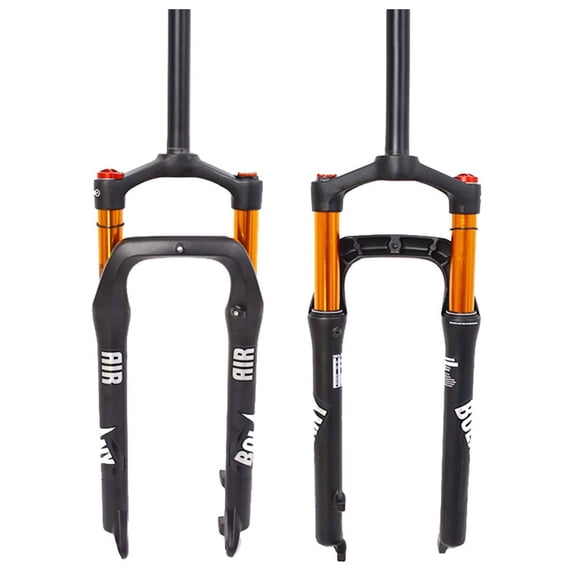 BOLANY 26" Mountain Bike Air Fat Fork, 1-1/8 Threadless Travel 120mm Straight Tube MTB Suspension Forks Manual Lockout
