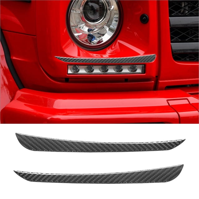 Real Bright Soft Car Interior Carbon Fiber Sticker Decoration2Pcs Carbon Fiber Headlight Eyebrows Eyelids Cover For Mercedes-Benz W463Auto Car Protection Interior Accessories