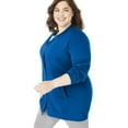 thumbnail image 3 of Woman Within Plus Size Fleece Baseball Jacket Long Oversized Fleece Coat, 3 of 6