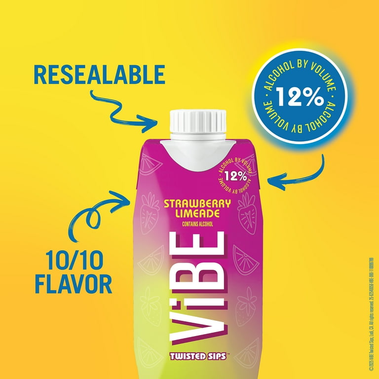 SBV DRINK  ViBE Twisted Sips Strawberry Limeade, 500mL Box, 12% ABV