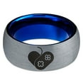 thumbnail image 2 of Tungsten Gaming Gamer Video Game Love Heart Emoji Band Ring 8mm Men Women Comfort Fit Blue Dome Brushed Gray Polished, 2 of 4