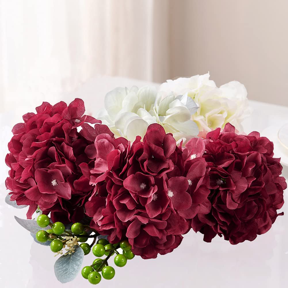 CPDD Burgundy Artificial Flowers Hydrangea Silk Flowers Heads Pack of 10  Full Artificial Hydrangea Flowers with Stems for Wedding Home Party Shop  Baby Shower Decoration Burgundy New | Walmart Canada