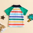 thumbnail image 4 of Gerichy Boys Graphic Tees Kids Toddler Shirt Striped Prints Short Sleeve Button Shacket Boys Girls Shirt Tops Outwear, 4 of 6
