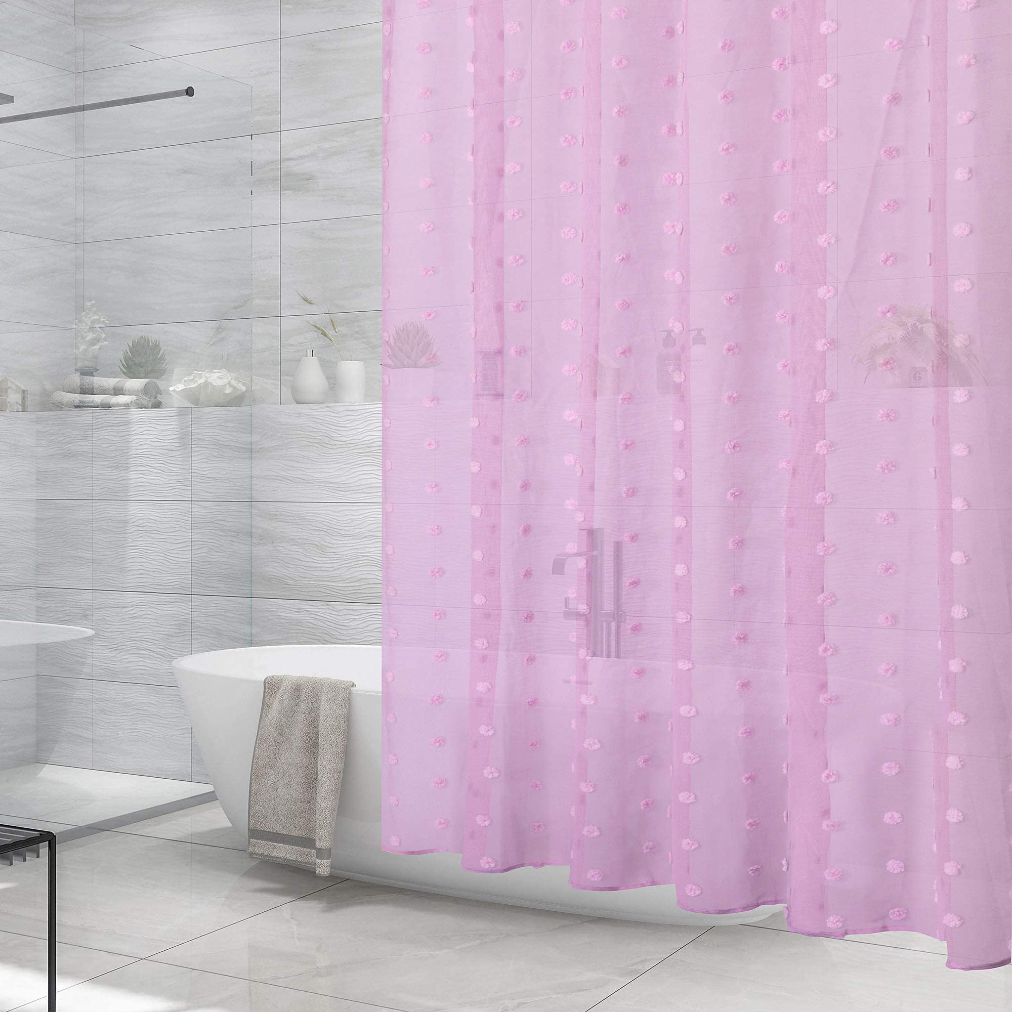 Details about   Waterproof Palm Leaf Print Shower Curtain Sheer Panel BATH Hook Extra Long 