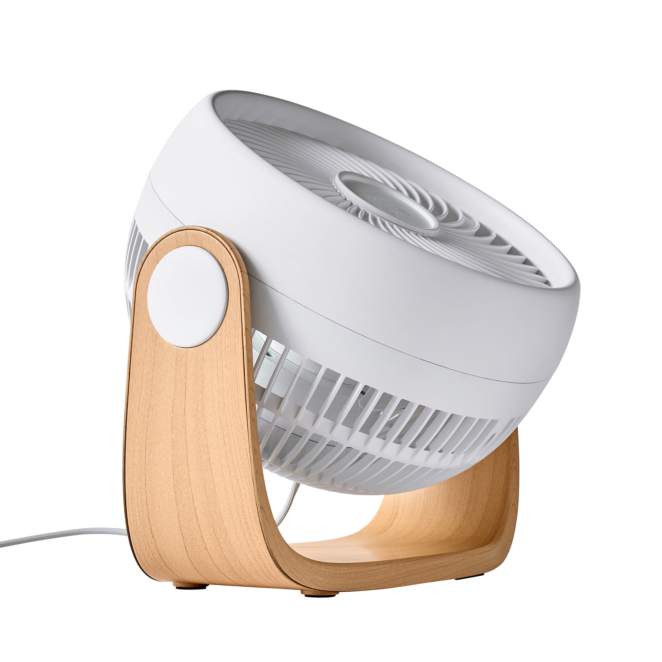 Better Homes & Gardens 8'' 4-Speed Wood Tabletop Fan, Juliet Collection, White and Light Honey