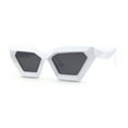 thumbnail image 2 of Womens Thick Angular Bevel Rim Geometric Cat Eye Sunglasses White Black, 2 of 4