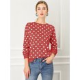 thumbnail image 3 of Jersey De Punto De Lunares De Manga Larga Con Cuello Redondo Elástico De Invierno Otoño Para Mujer Rojo S, 3 of 6