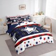 thumbnail image 3 of Homewish Kawaii American Stars Bedding Comforter Set 7 Pieces, Navy Red Stripes Ombre Full Bedding Set, Cartoon US Flag Reversible Fitted Sheet Flat Sheet, Luxury Bedroom Decor, 3 of 7