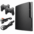thumbnail image 1 of Sony - Playstation 3 PS3 Console Slim 160GB Black with 2 Retrofam Controllers - Black (Refurbished), 1 of 4