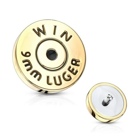 Internally Threaded Dermal Anchors - MoBody 14G Bullet Back Casing Dermal Anchor Surgical Steel Internally Threaded Dermal Anchor Body Piercing Top