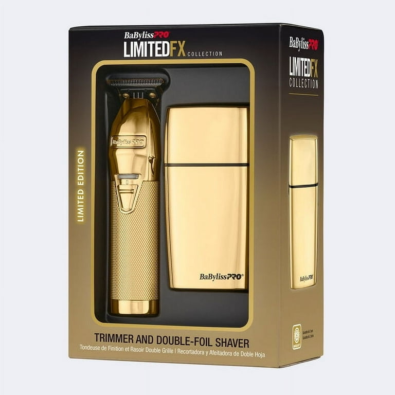 BaBylissPRO LimitedFX Gold Trimmer, Double-Foil Shaver Set