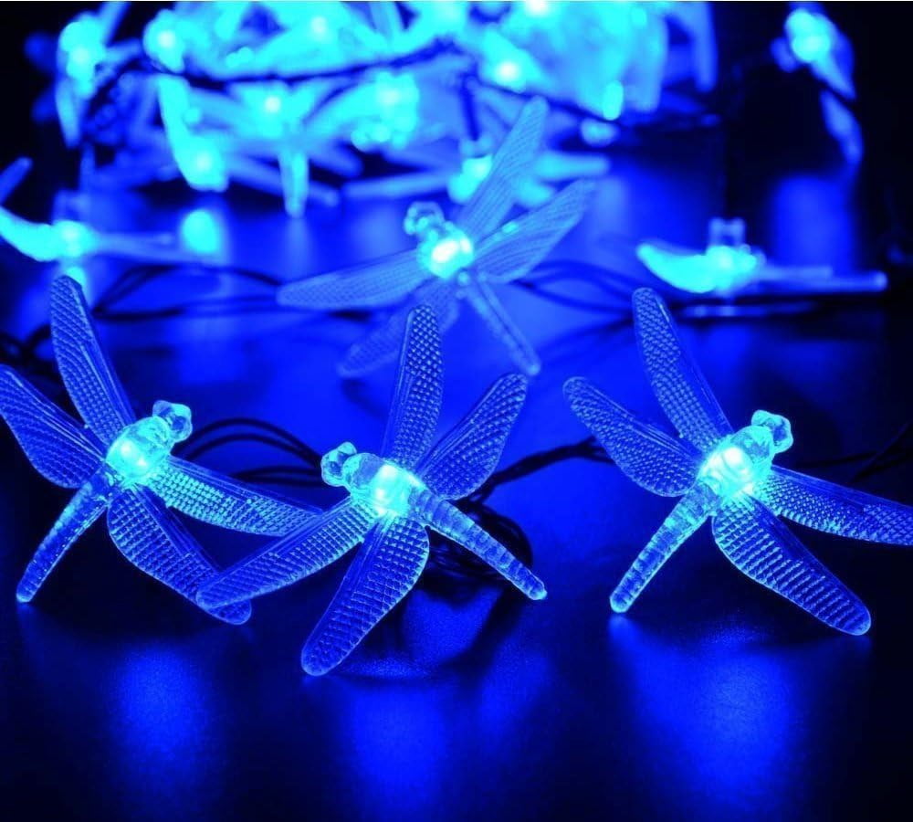 Dragonfly Solar String Lights Outdoor, 20ft 30 LED Waterproof Fairy Lights Decorative Lighting for Indoor/Outdoor Home Garden Lawn Fence Patio Party and Holiday Decorations