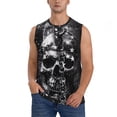 thumbnail image 2 of Lsque Chained Skull Artwork Print Men's Cotton Blend Sleeveless Muscle Shirts (S-3XL)- Moisture Wicking, Odor Protection, UPF 30+,3X-Large, 2 of 8